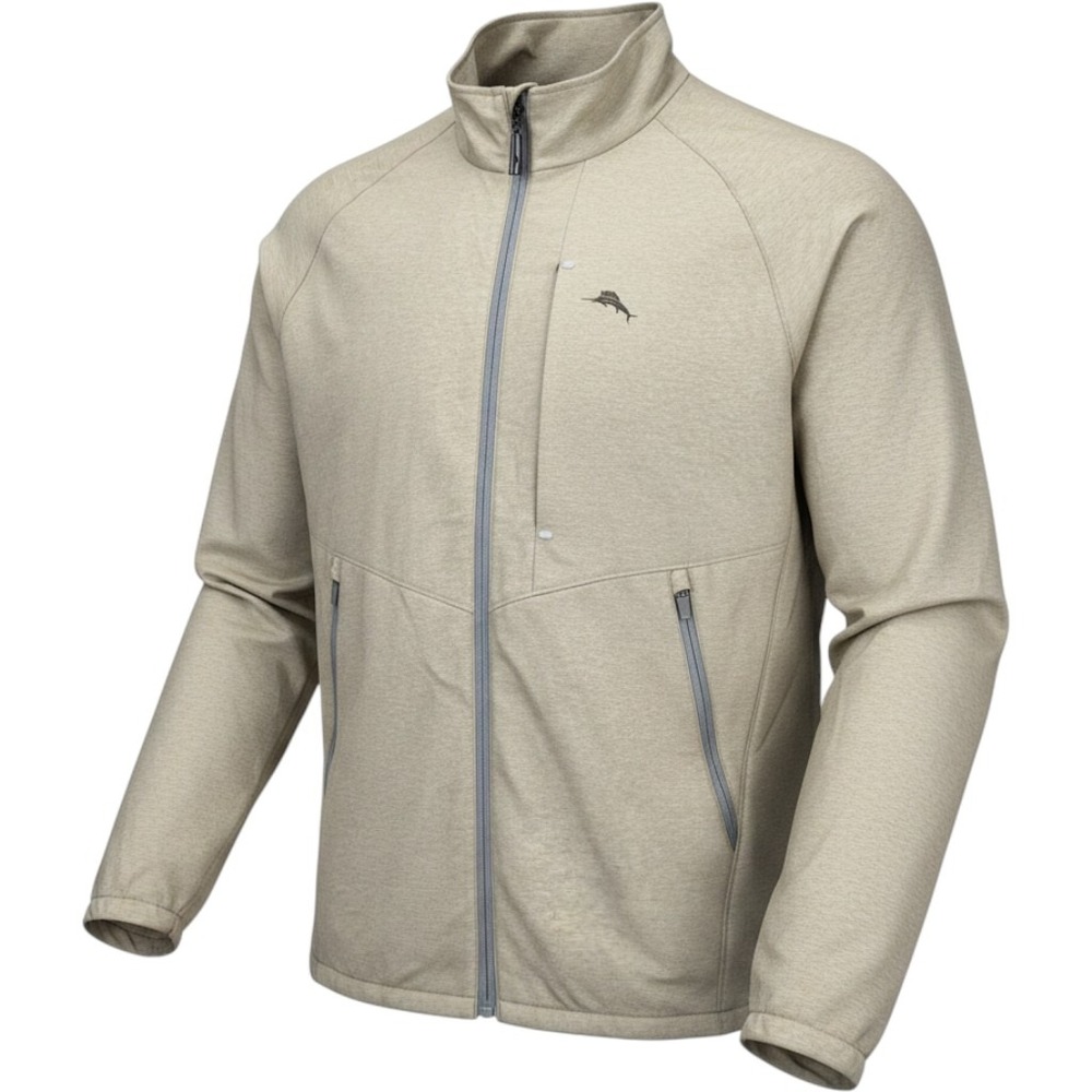 Tommy Bahama Jacket Mens L Beige Full Zip Vented Back Lightweight Golf